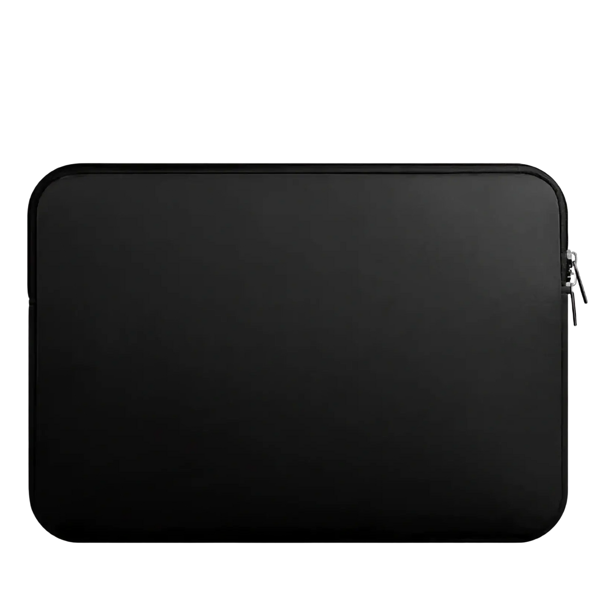 Black minimalist laptop sleeve with zipper closure designed for 13 to 15.6 inch notebooks