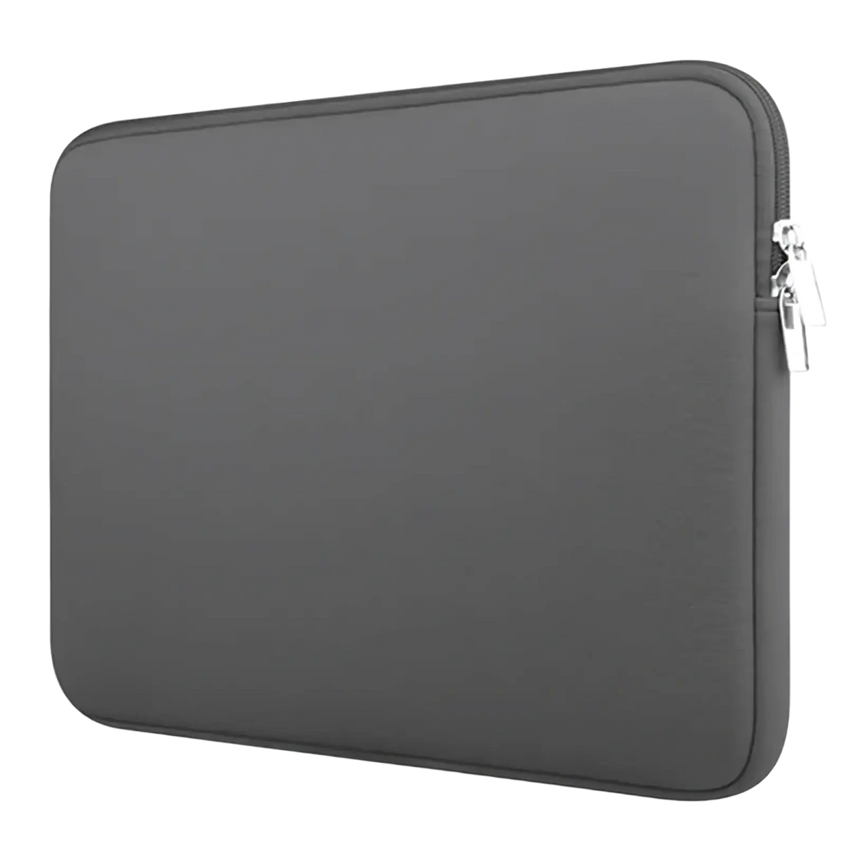 Minimalist dark gray laptop sleeve with sleek silver zipper pull for 13 to 15.6 inch notebooks
