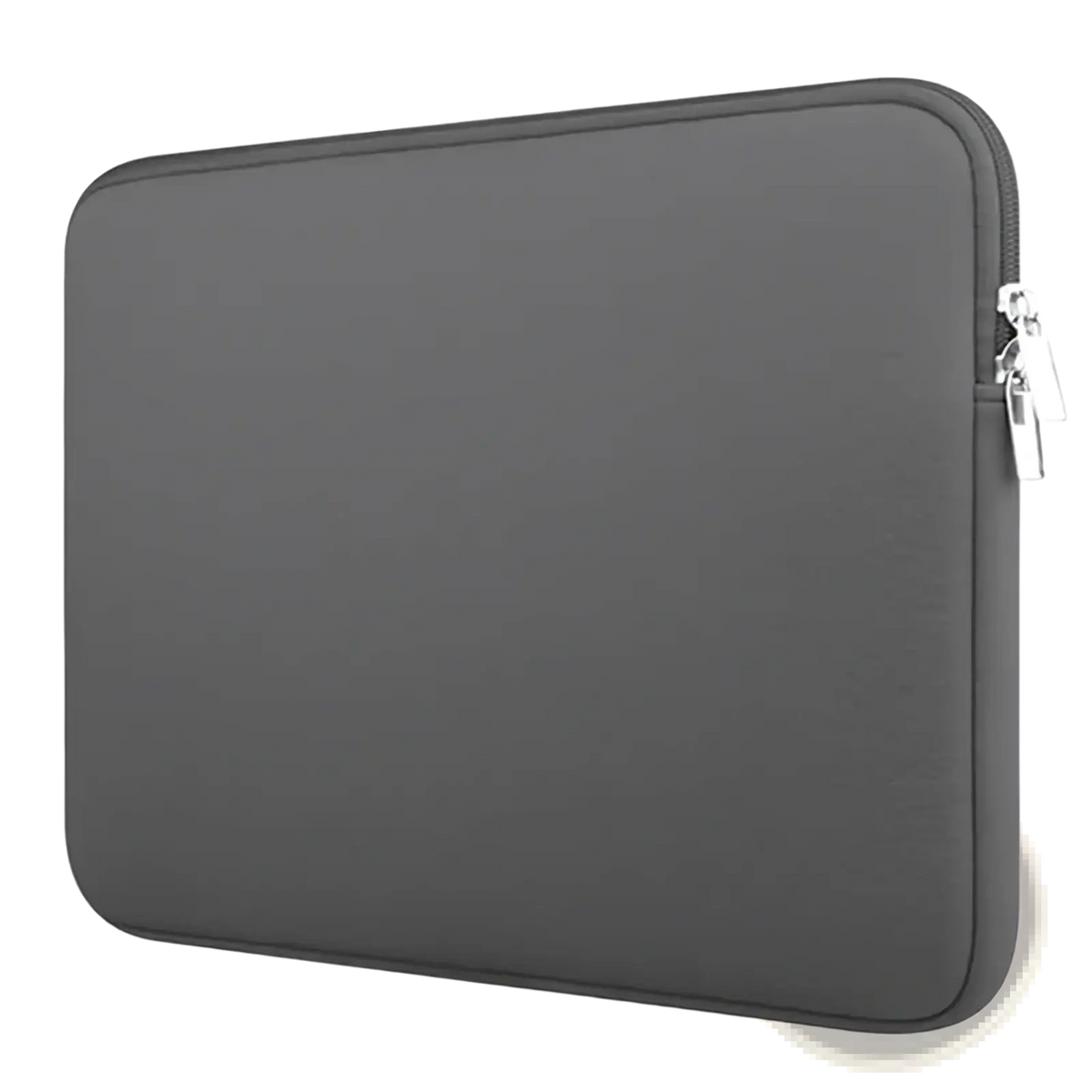 Minimalist dark gray laptop sleeve with sleek silver zipper pull for 13 to 15.6 inch notebooks