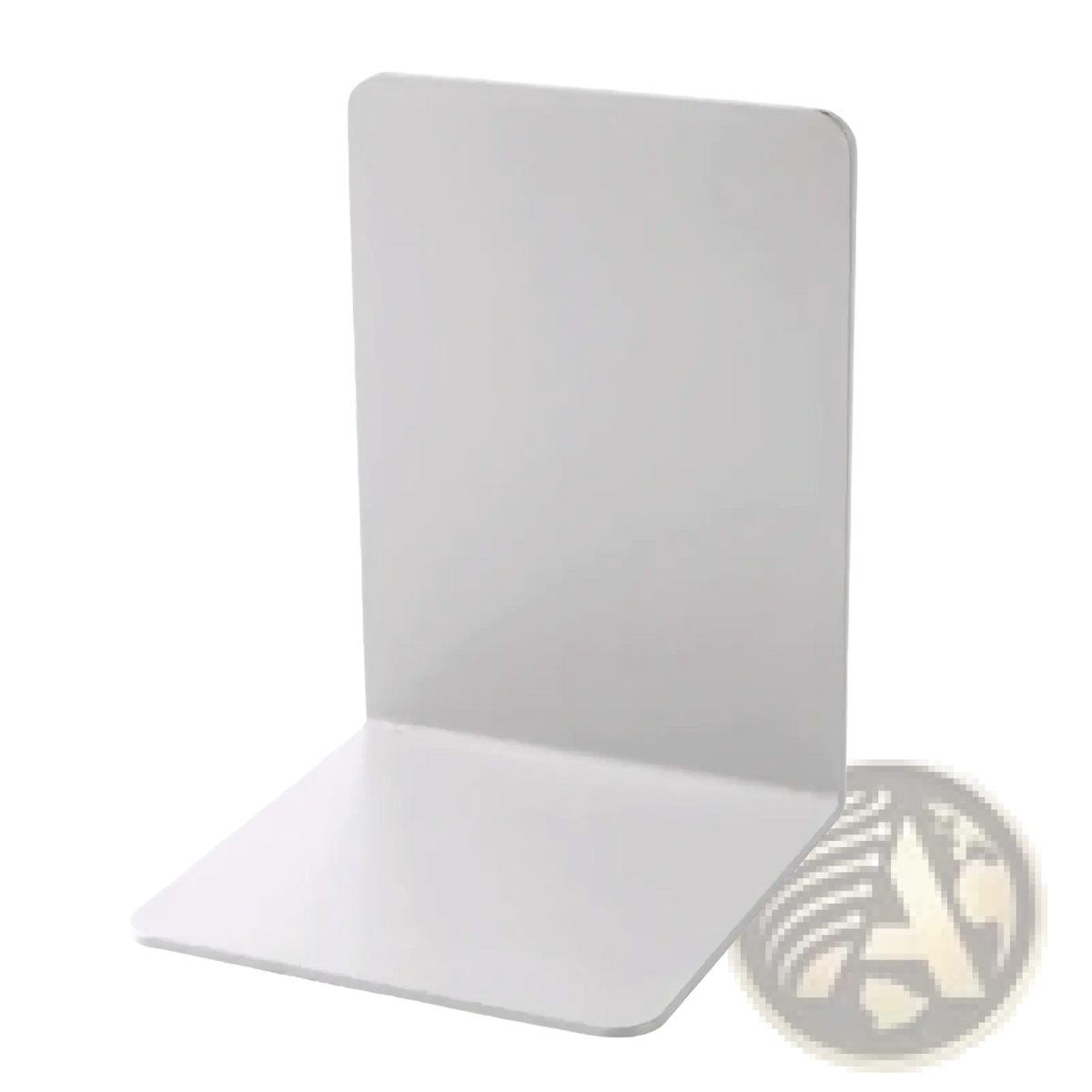 Minimalist metal l shaped white bookend with sleek, minimalist design for desktop organization and support