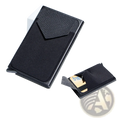 Black metallic minimalist rfid blocking aluminum multi card wallet with textured fabric interior and sleek design