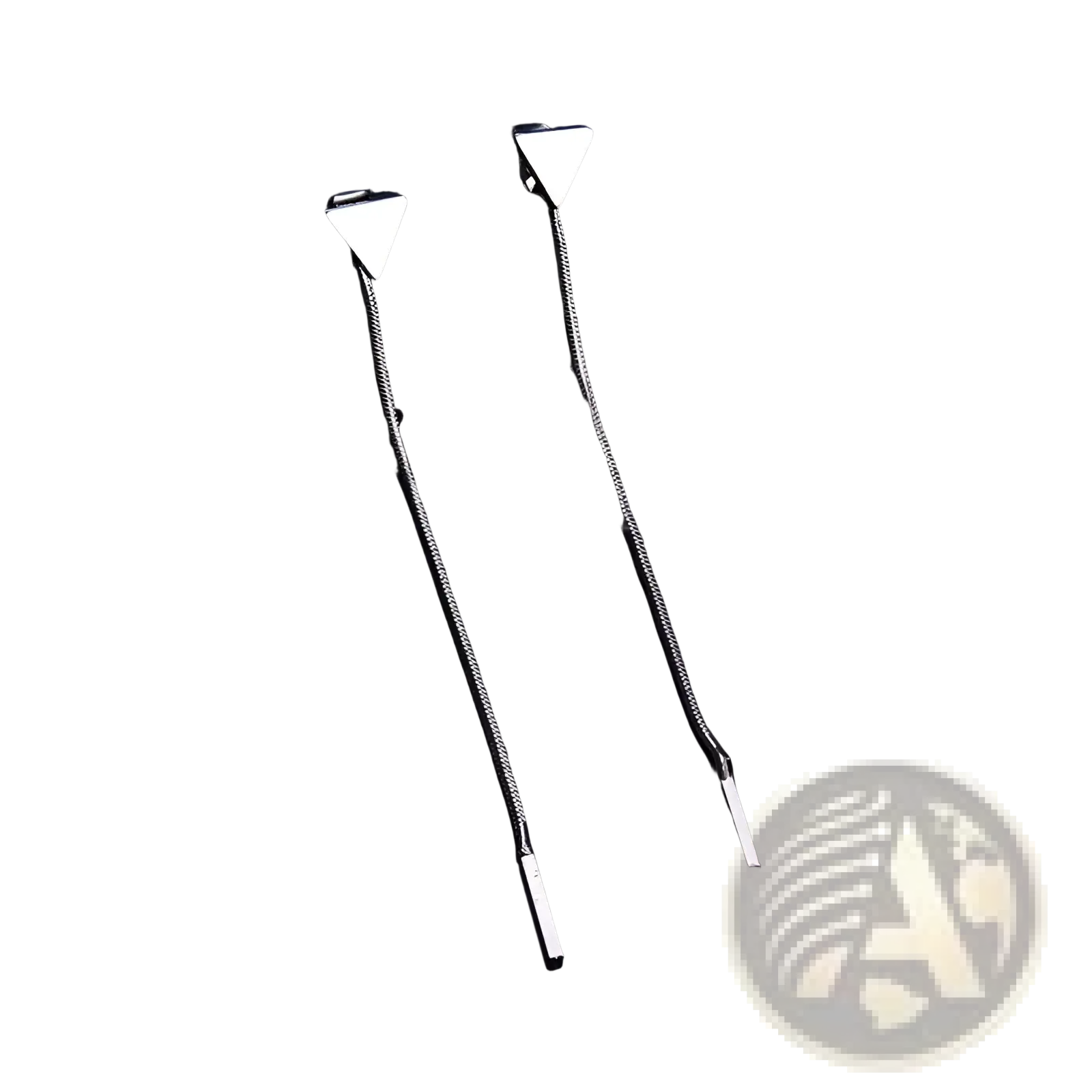 Minimalist silver triangle dangle earrings with sleek chain-link design and geometric detailing for elegant wear