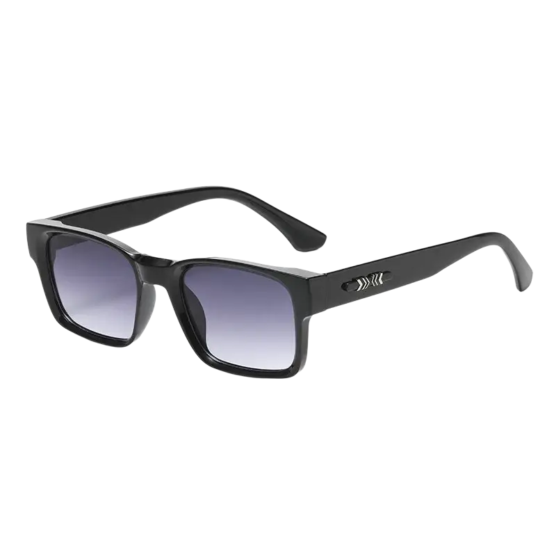 Minimalist square uv400 sunglasses unisex with black rectangular frame and gradient gray lenses in a sleek design