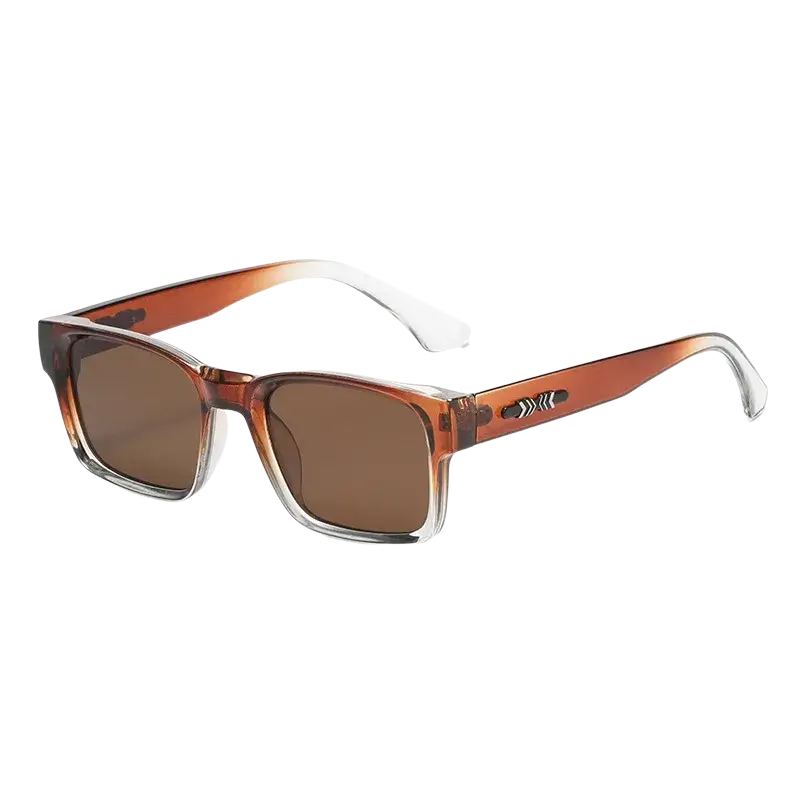 Minimalist square uv400 unisex sunglasses with brown and clear gradient acetate rectangular frames
