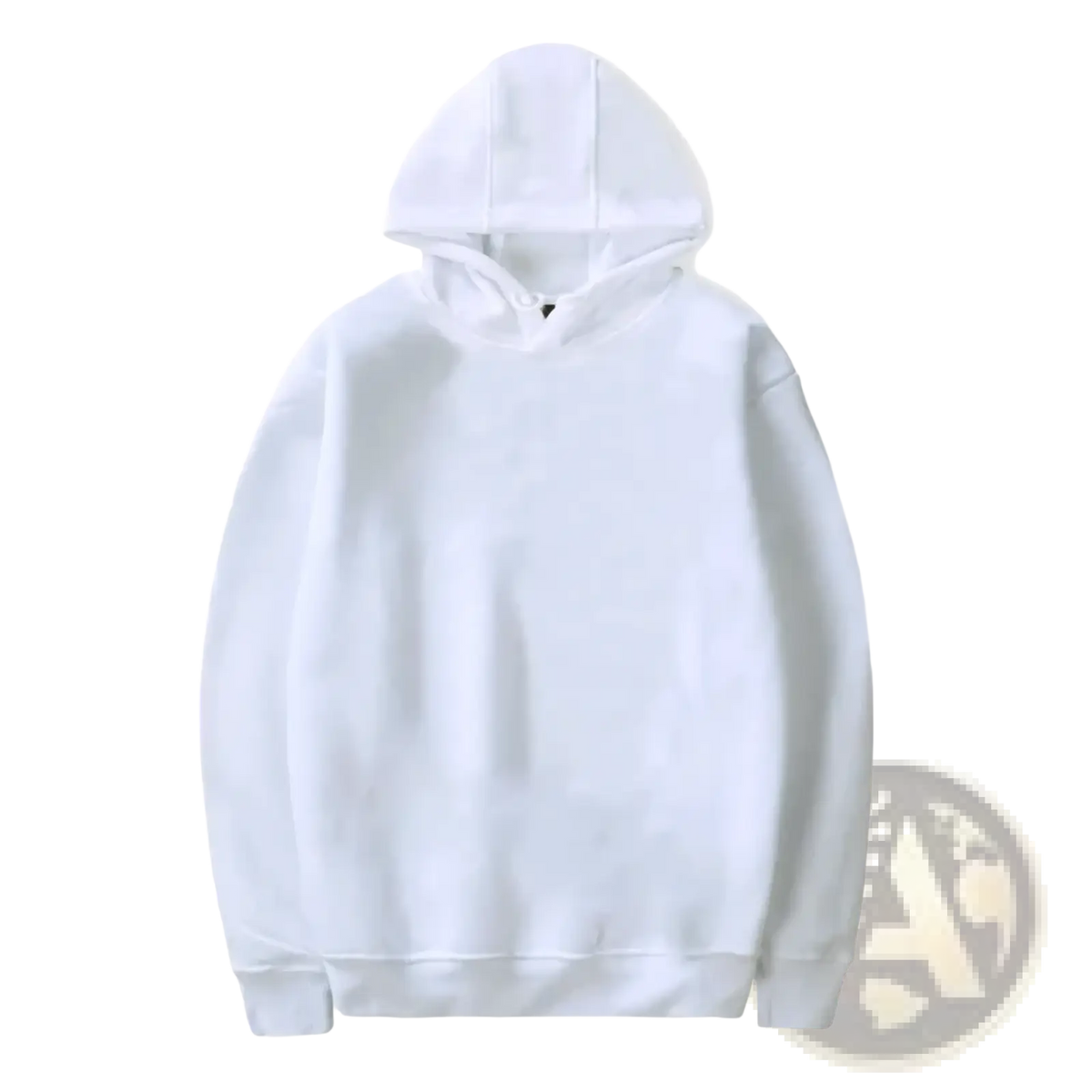 Minimalist women solid white hooded pullover sweatshirt with soft fabric and plain design for casual wear