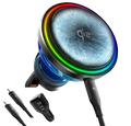 Minix qi2 magnetic car charger with 15w magsafe wireless charging, ice cooling fan, frosty blue surface, and rainbow led ring
