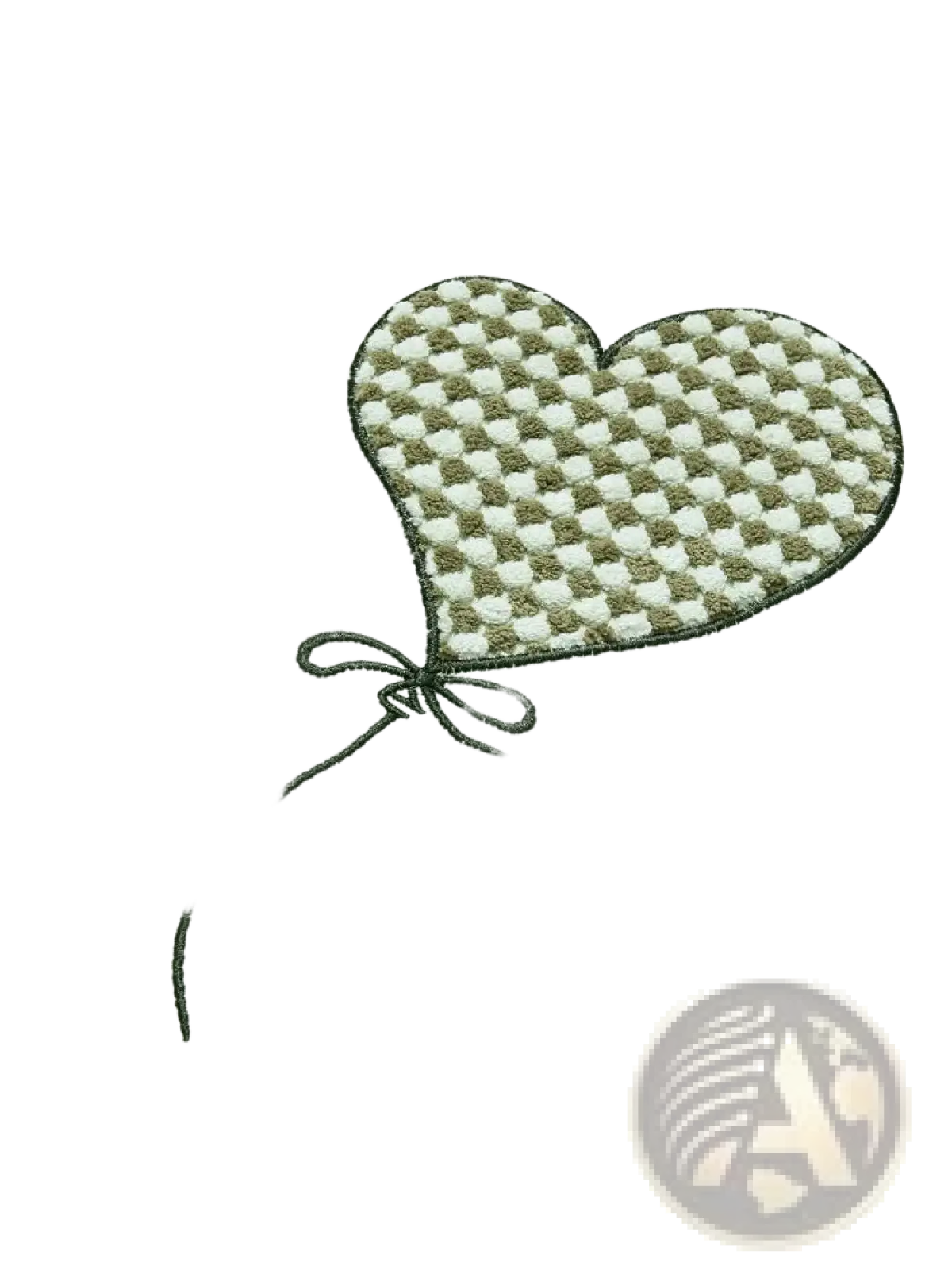 Mint green cotton t-shirt with an embroidered checkered heart balloon and come true phrase stitched below