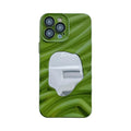 Back of green marbled mirror water ripple reflective case for iPhone 14 Pro Max with better late than never inscription
