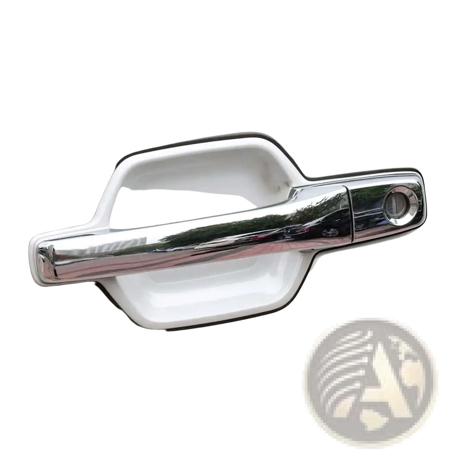 Chrome-finished door handle trim for mitsubishi pajero 2007-2021 with sleek modern design and reflective surface