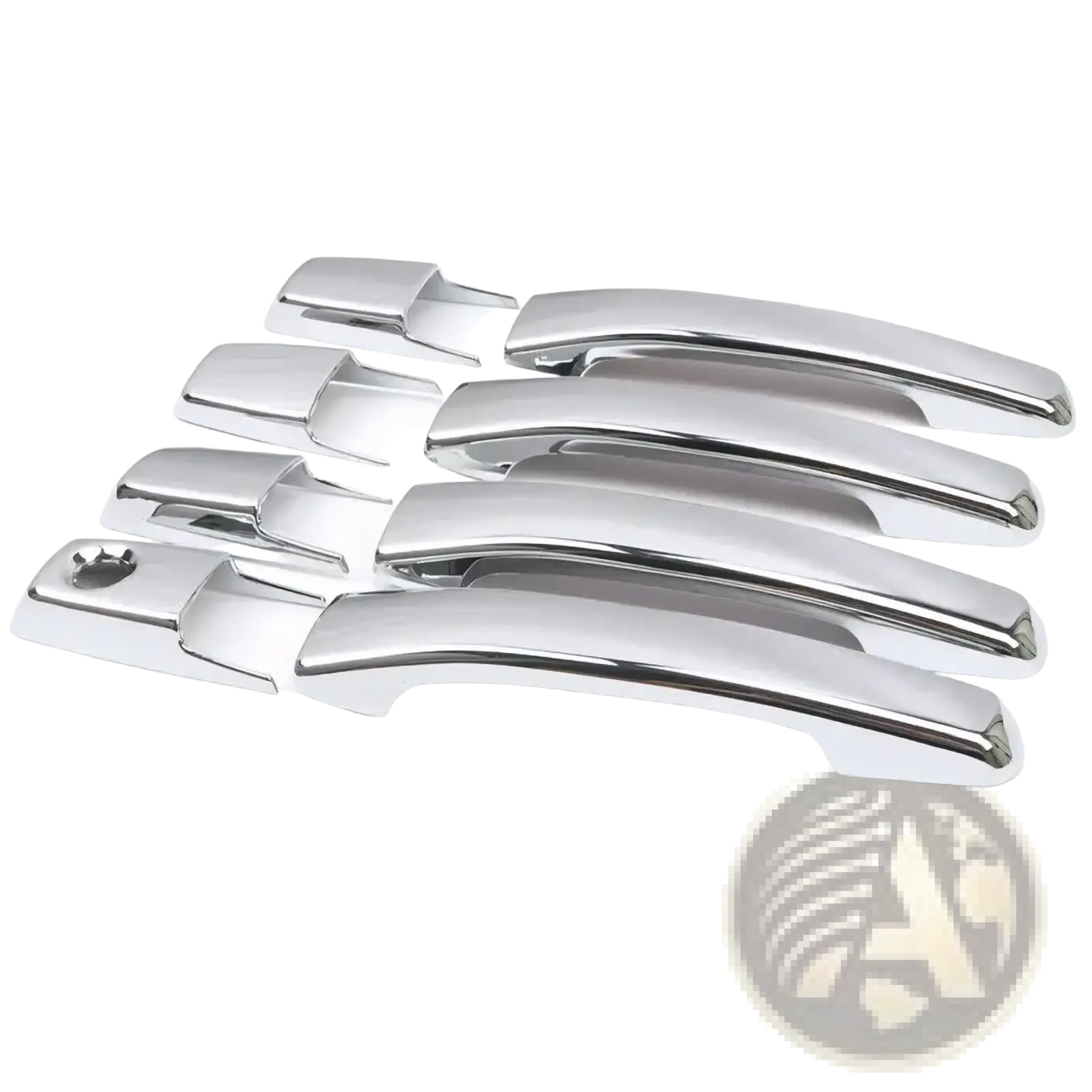 Set of four sleek chrome finished Mitsubishi Pajero door handle covers with modern streamlined design 2007-2021