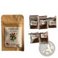 Brown paper bag labeled flower seed for planting with colorful flower illustration containing assorted heirloom climbing flower seeds