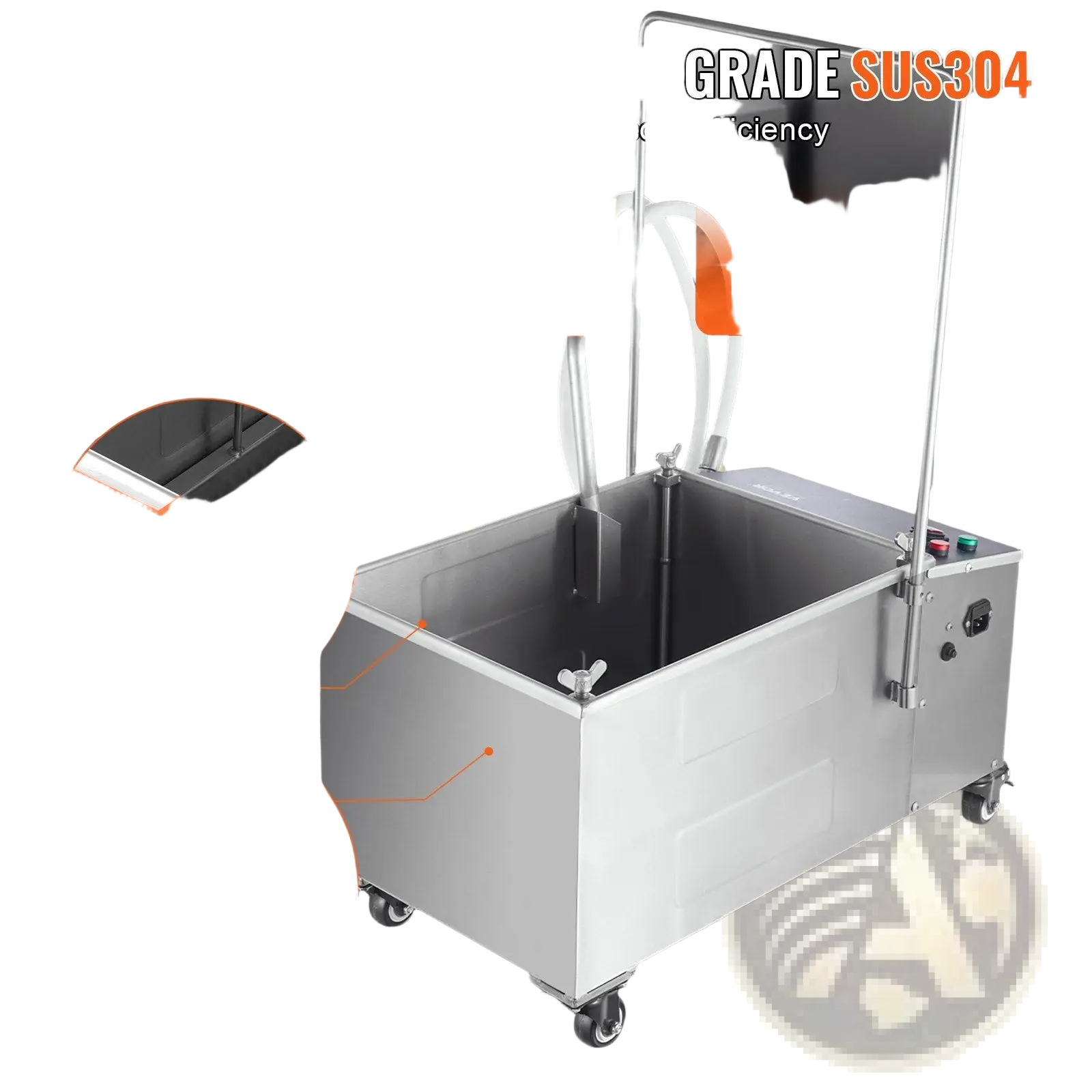Industrial-grade stainless steel mobile fryer filter with sus304 construction and 38l oil filtration capacity at 10l per minute