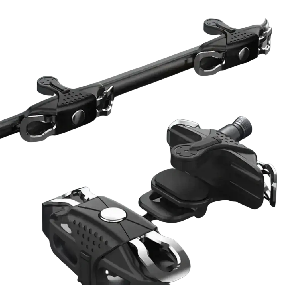 Black and silver mobile game triggers L1r1 controller pedals with textured grip and metallic clamps for phone joysticks