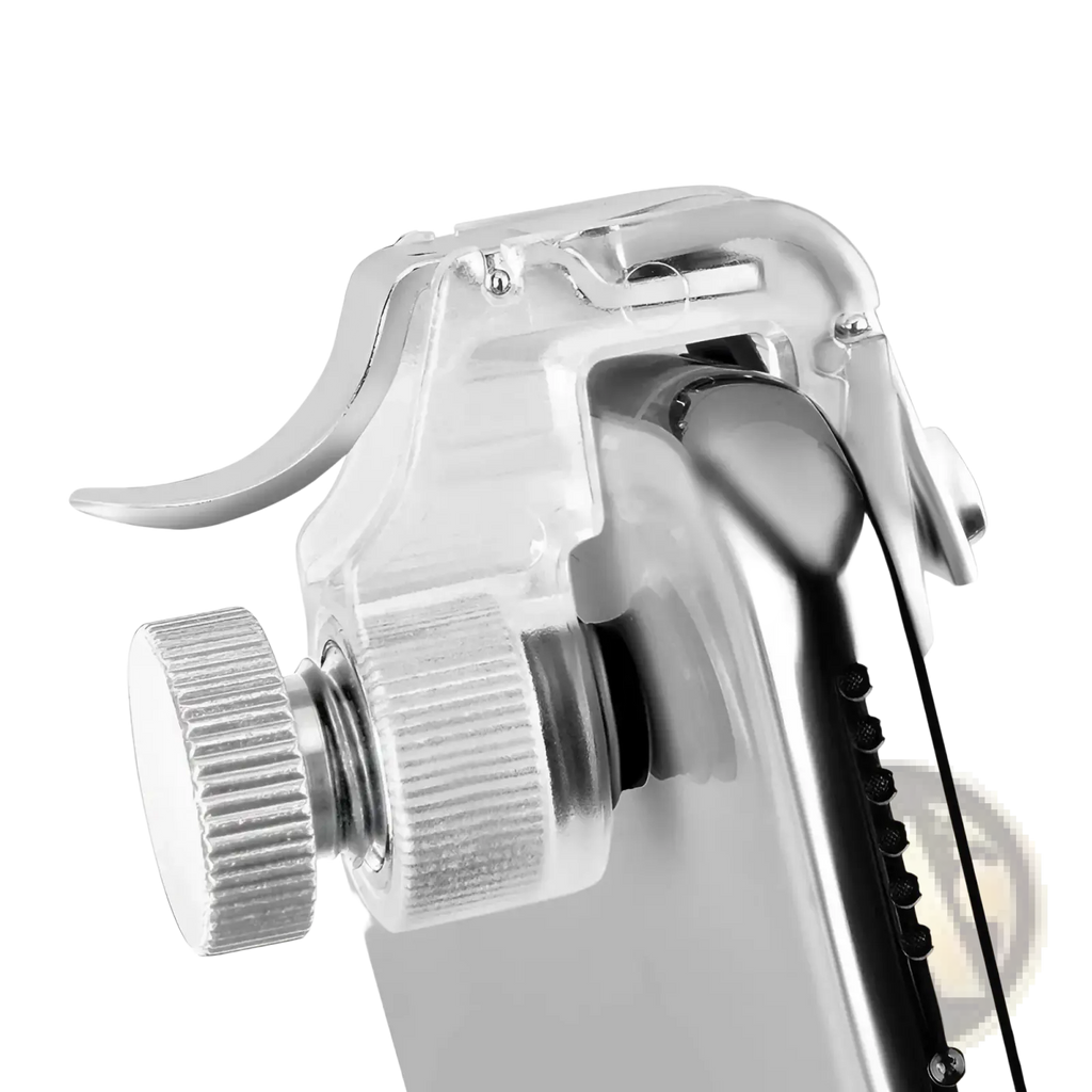 Mobile game triggers L1r1 phone controller joystick featuring a clear plastic and metallic silver clip with textured knob
