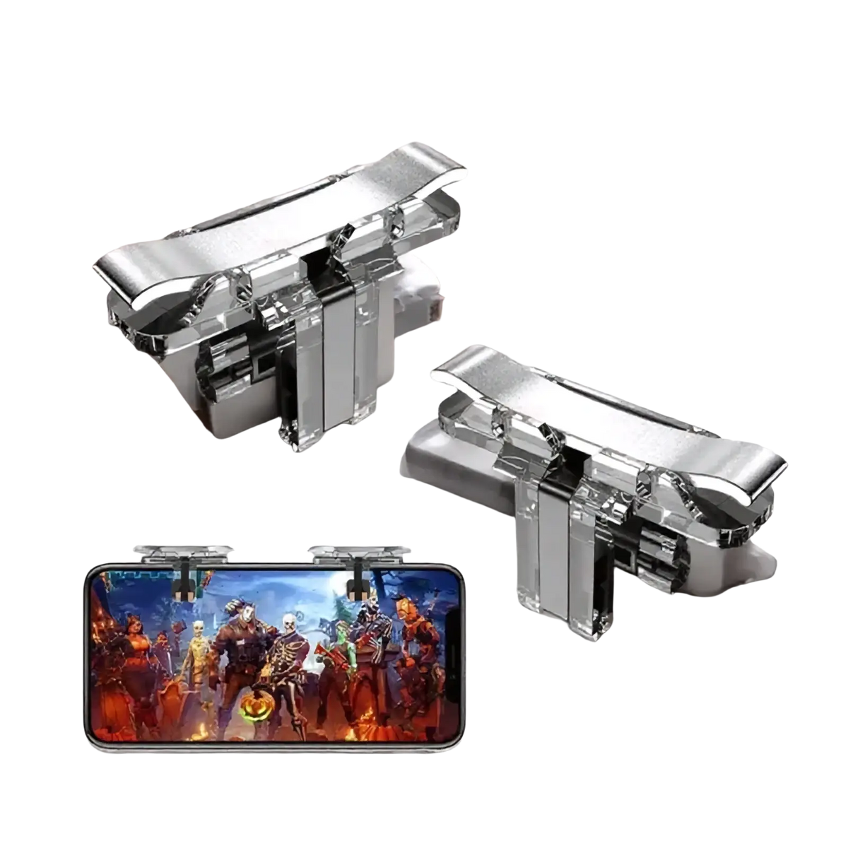 Mobile game triggers l1r1 phone controller joystick with shiny chrome-finished ergonomic grips for smartphone gaming