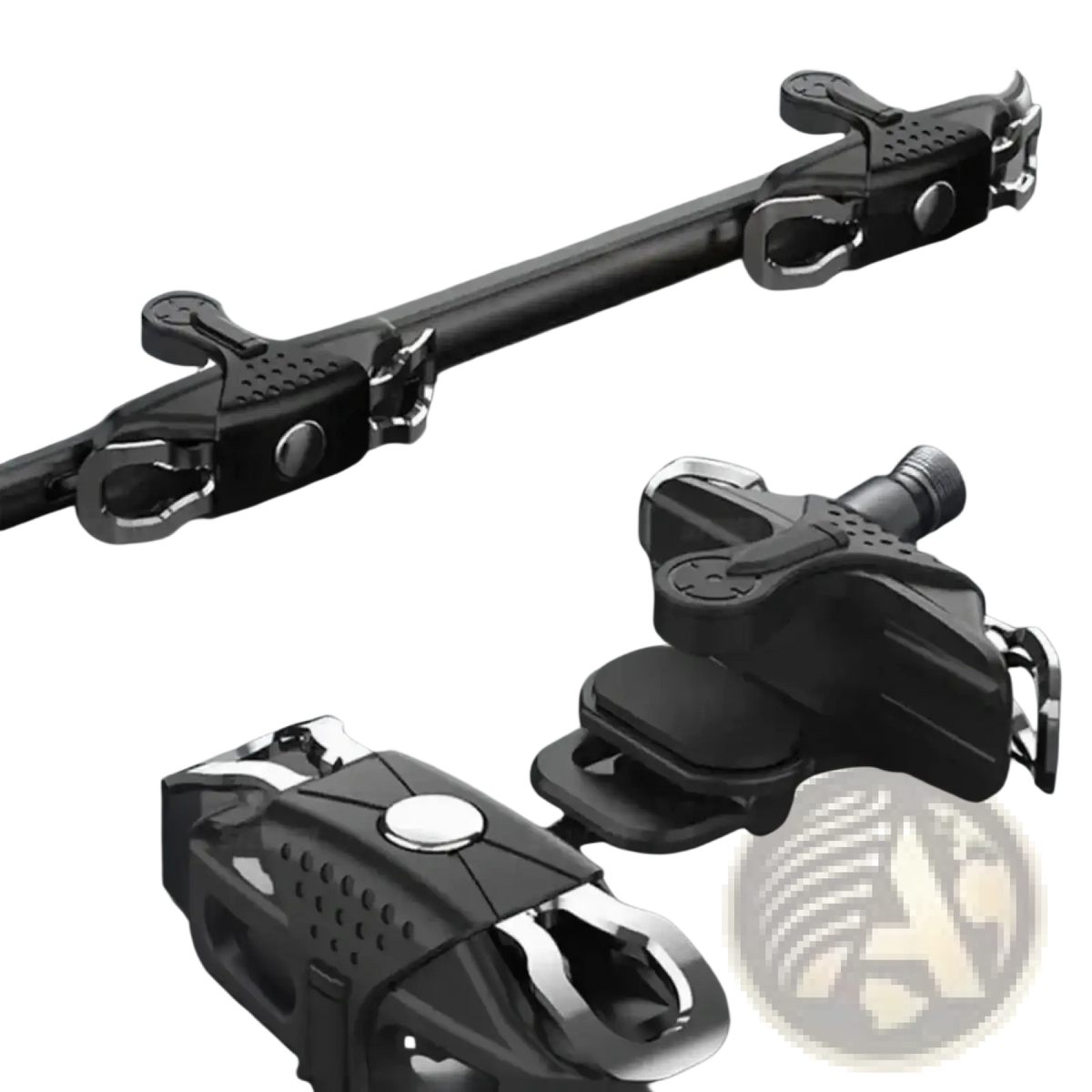 Black and silver mobile game triggers L1r1 controller pedals with textured grip and metallic clamps for phone joysticks