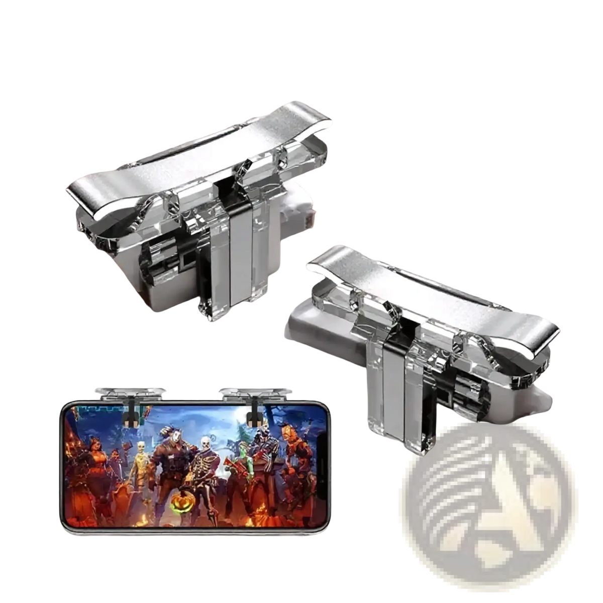 Mobile game triggers l1r1 phone controller joystick with shiny chrome-finished ergonomic grips for smartphone gaming