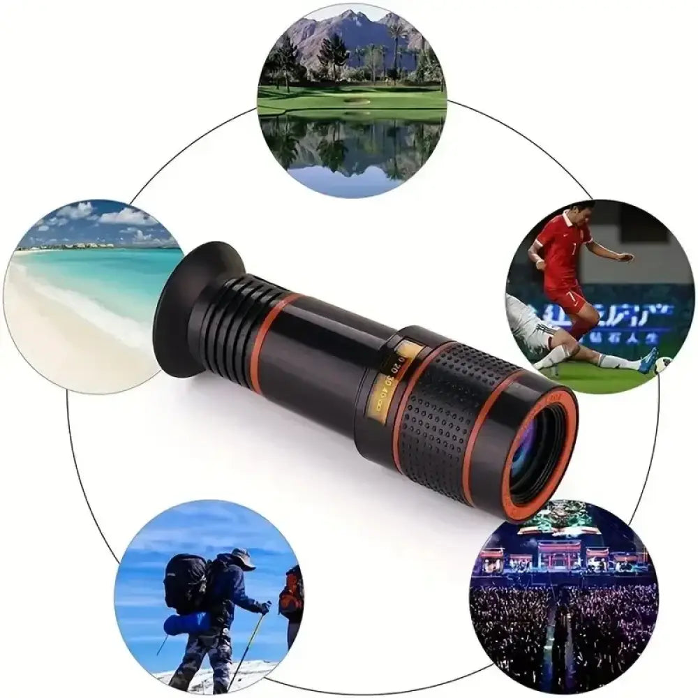 Black and orange macro lens with textured grip rings for 8-in-1 cordless electric spin scrubber with telescopic handle