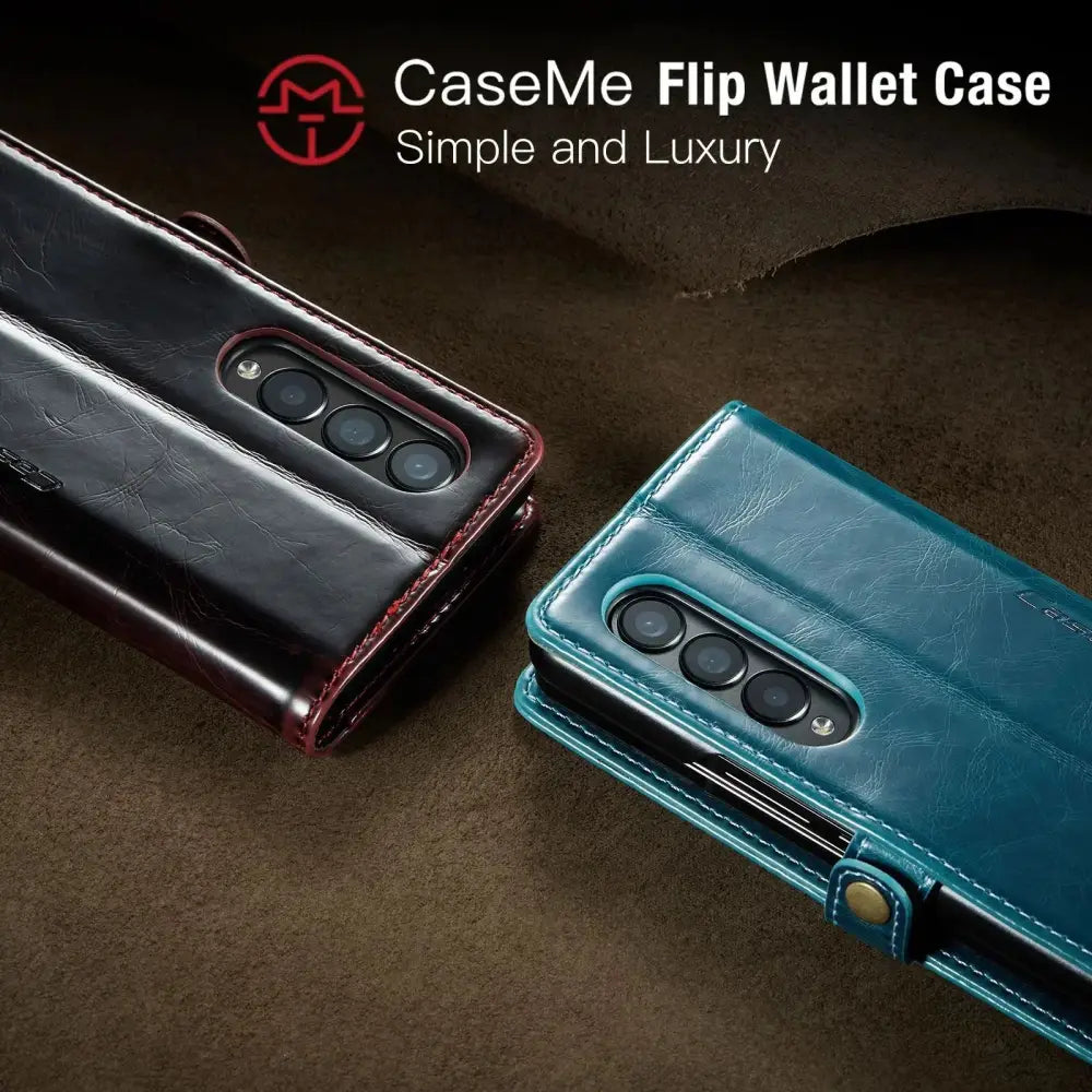 Two ergonomic anti fatigue game console handle grip caseme flip wallet cases in black with red stitching and teal textured finish