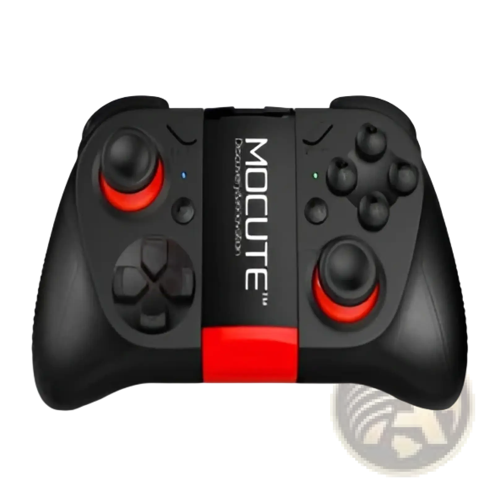Mocute wireless mobile game controller for Android iOS in black and red with textured grip and dual analog sticks