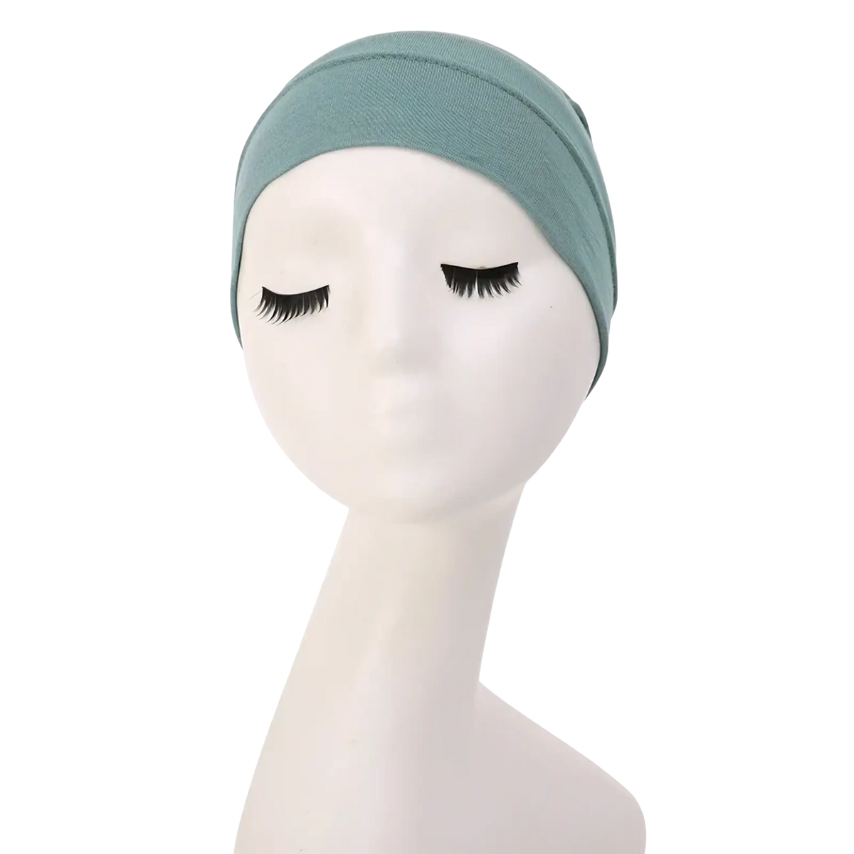 Modal cotton muslim hijab underscarf cap in soft light teal with a seamless design made of breathable fabric