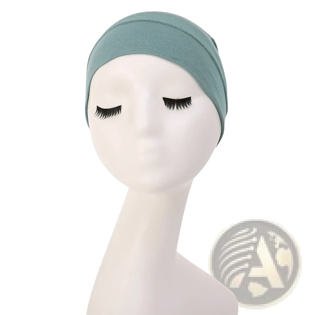 Modal cotton muslim hijab underscarf cap in soft light teal with a seamless design made of breathable fabric