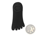 Black modal five-finger ultra-thin breathable boat sock with circular opening at the top showing front side