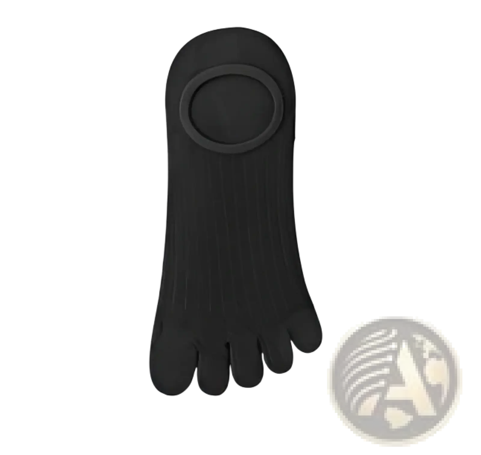 Black modal five-finger ultra-thin breathable boat sock with circular opening at the top showing front side