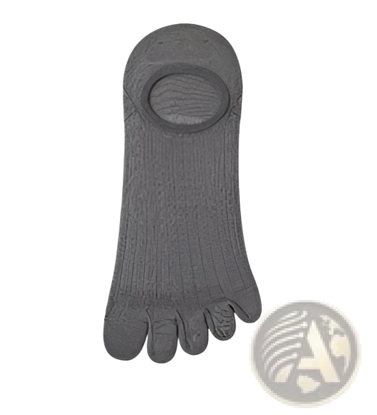 Gray modal five-finger breathable ultra-thin boat sock with textured ribbed fabric and oval reinforced toe area