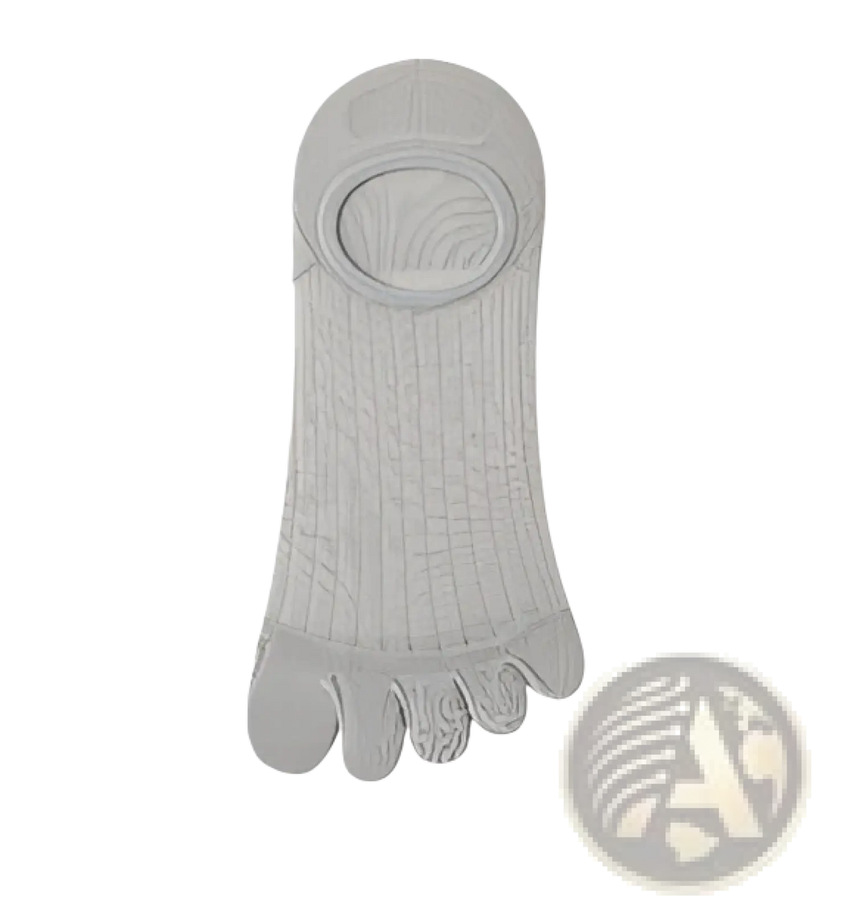 Gray modal five-finger breathable ultra-thin boat sock with ribbed texture and oval logo patch on top