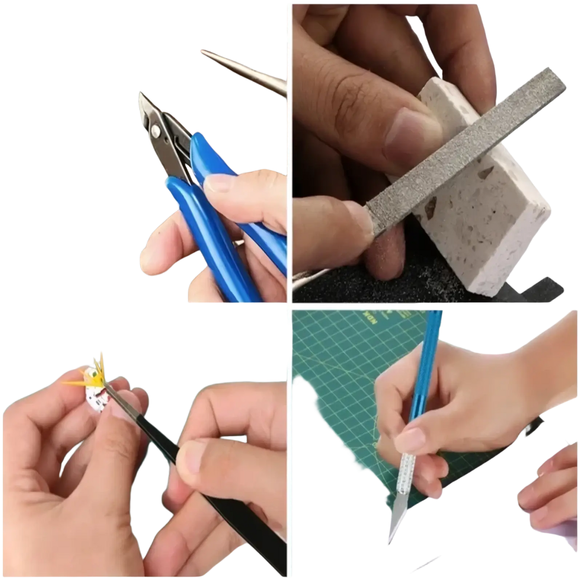 Blue-handled precision cutting tools and metalworking accessories for model building hobby craft pliers set