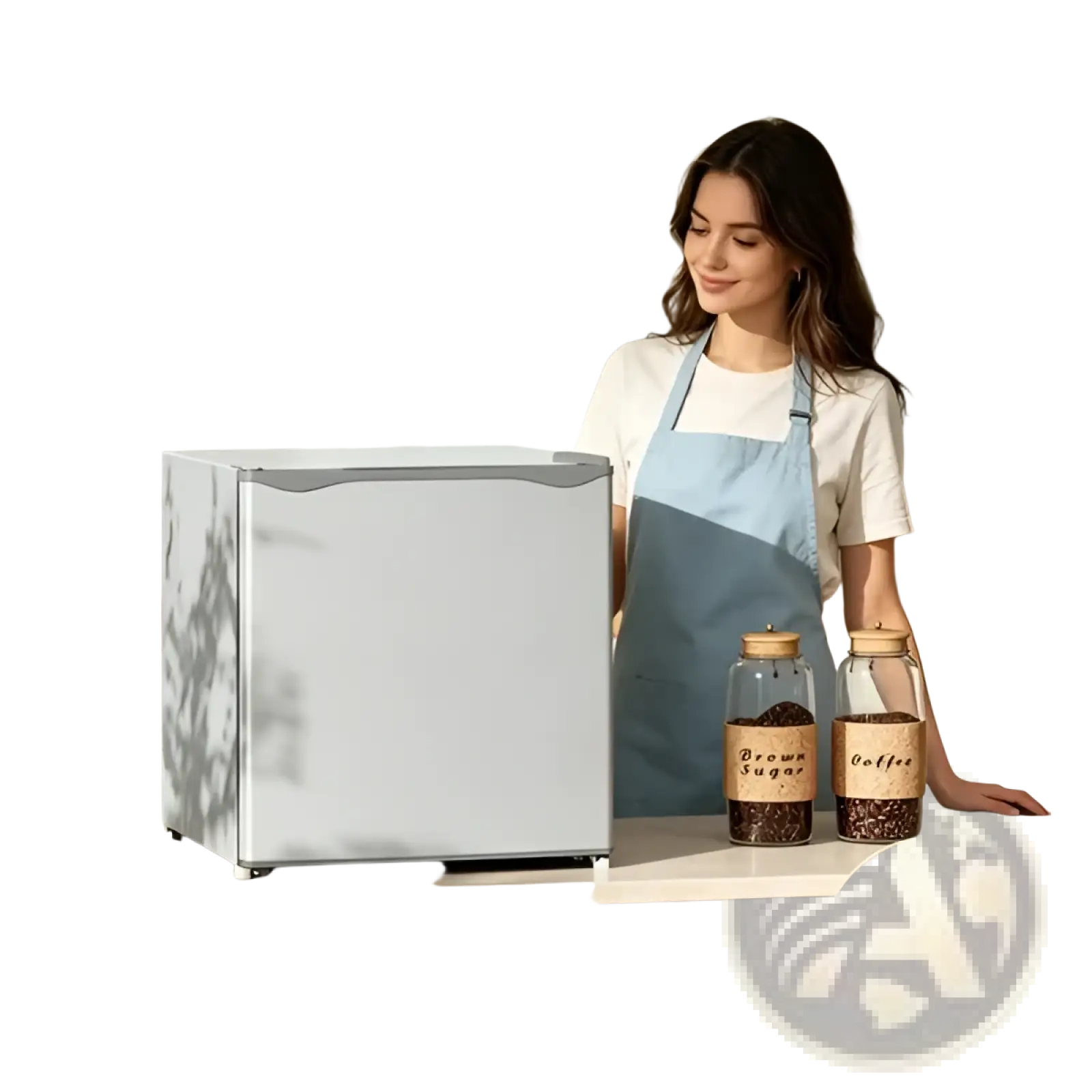 Silver energy-saving mini refrigerator with sleek modern design for compact beauty and skincare freezing