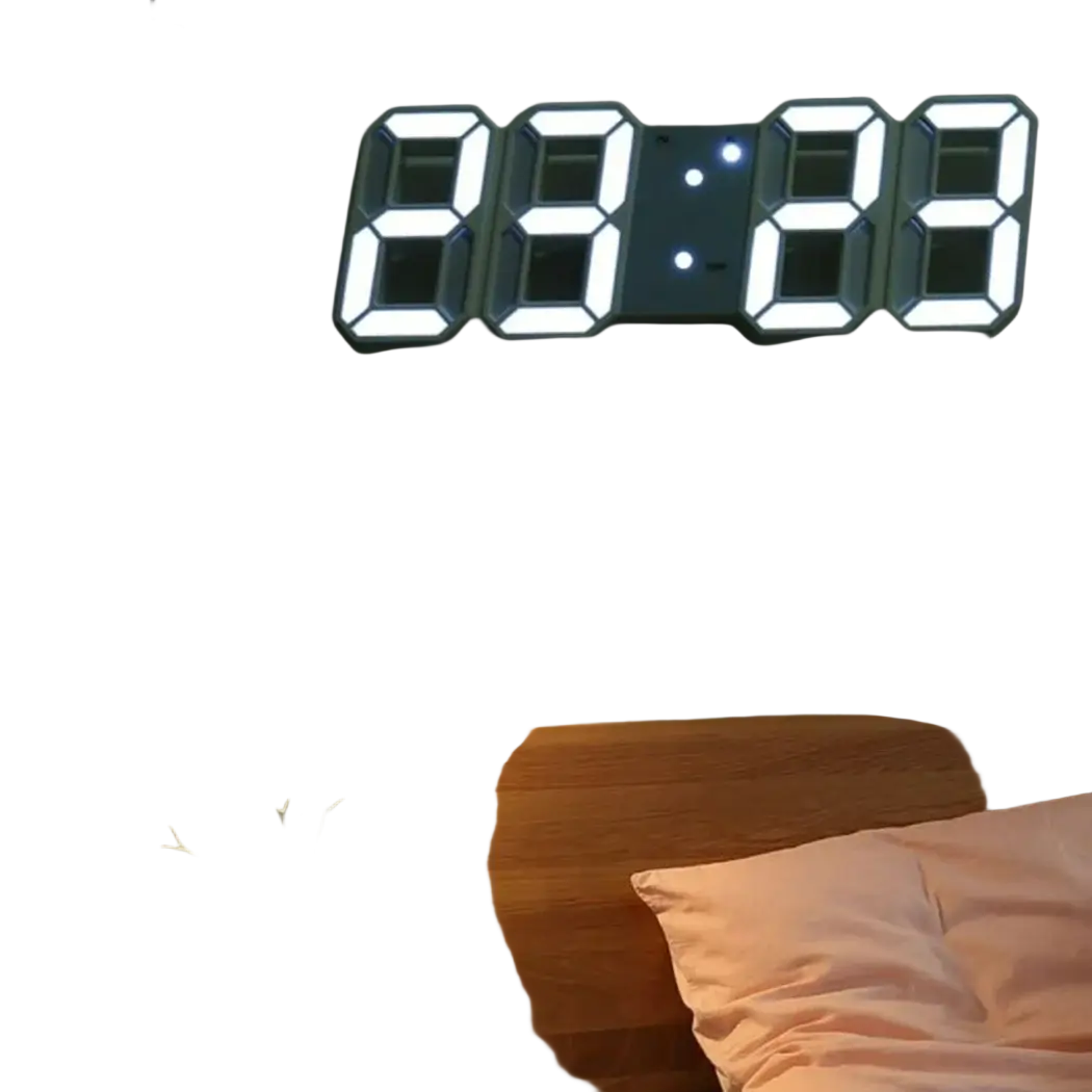 Modern 3d led digital wall clock with illuminated white led numbers and sleek black frame 24 hour display wall clocks