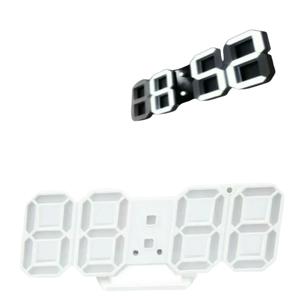 Modern white 3d led digital wall clock with illuminated numerals and 24 hour display for wall clocks use