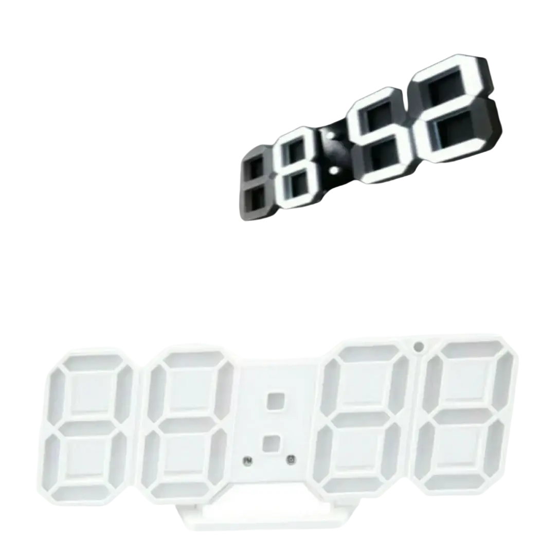 Modern white 3d led digital wall clock with illuminated numerals and 24 hour display for wall clocks use