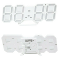 Modern 3d led digital wall clock in color white with sleek design illuminated numerals and 24 hour display for wall clocks