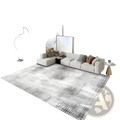 A modern rectangular area rug with subtle gray and white abstract pattern made of crystal velvet for living rooms