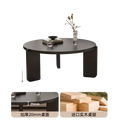 Modern black round coffee table with a 70cm diameter, 38cm height, and thick 20mm solid wood legs for stylish product selling