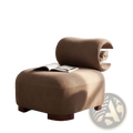 A taupe-colored polyester modern pet friendly accent chair with a cozy tunnel-like upholstered cat bed design