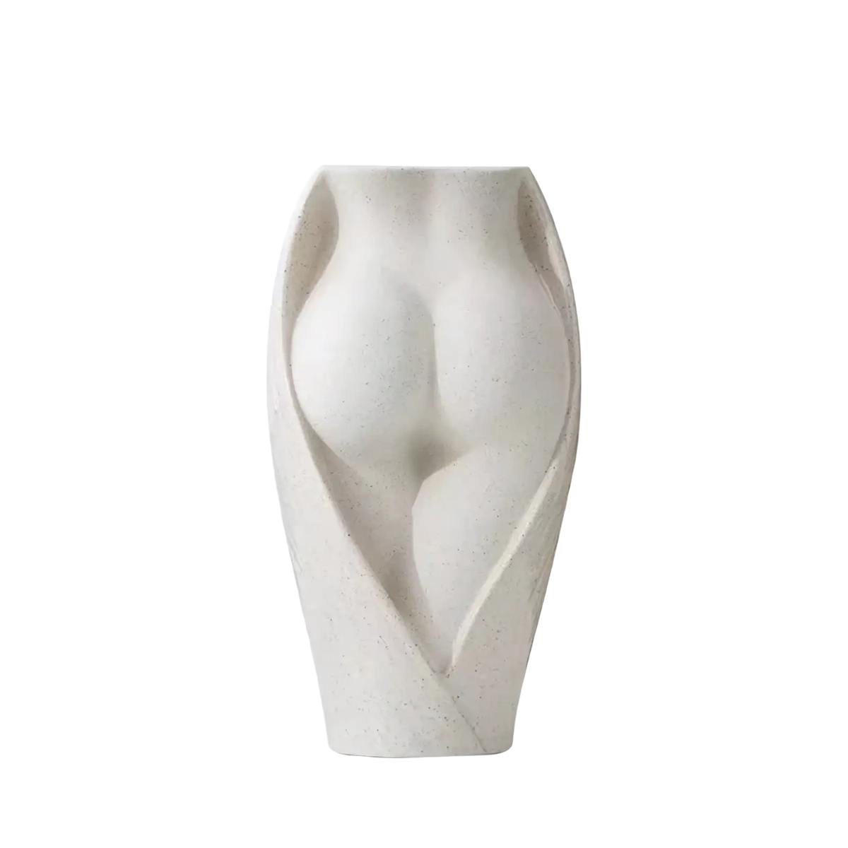 Modern ceramic torso vase in off-white with a sculpted human silhouette for elegant tabletop decor