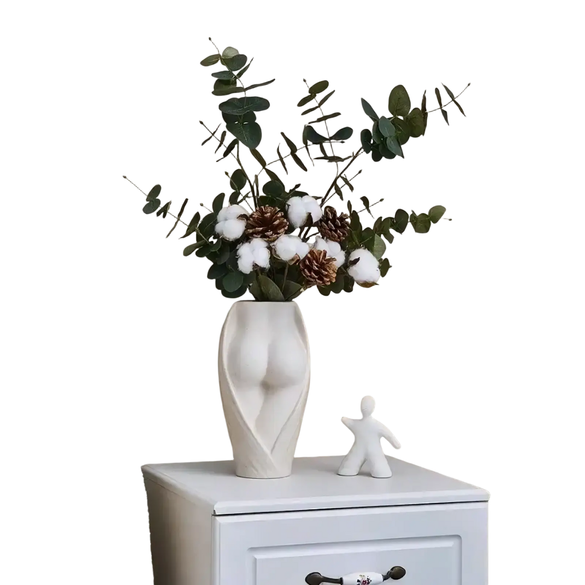 Modern ceramic torso vase in white with sculpted abstract human form for elegant tabletop decor