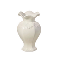 Modern ceramic vase white ceramic with fluted rim and embossed floral detailing perfect for room decor