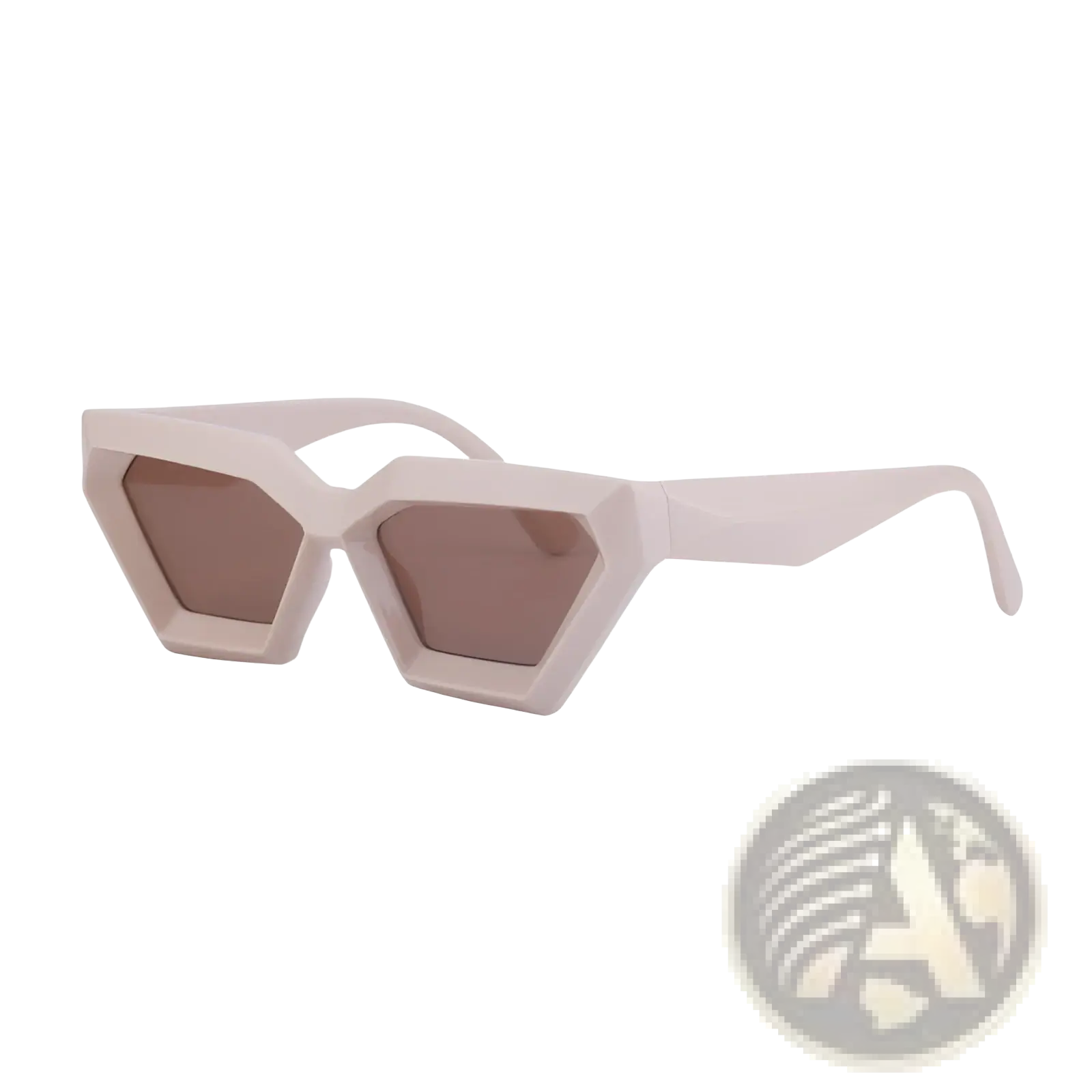 Modern irregular cat eye uv400 geometric sunglasses in pastel pink with brown tinted lenses for eye protection