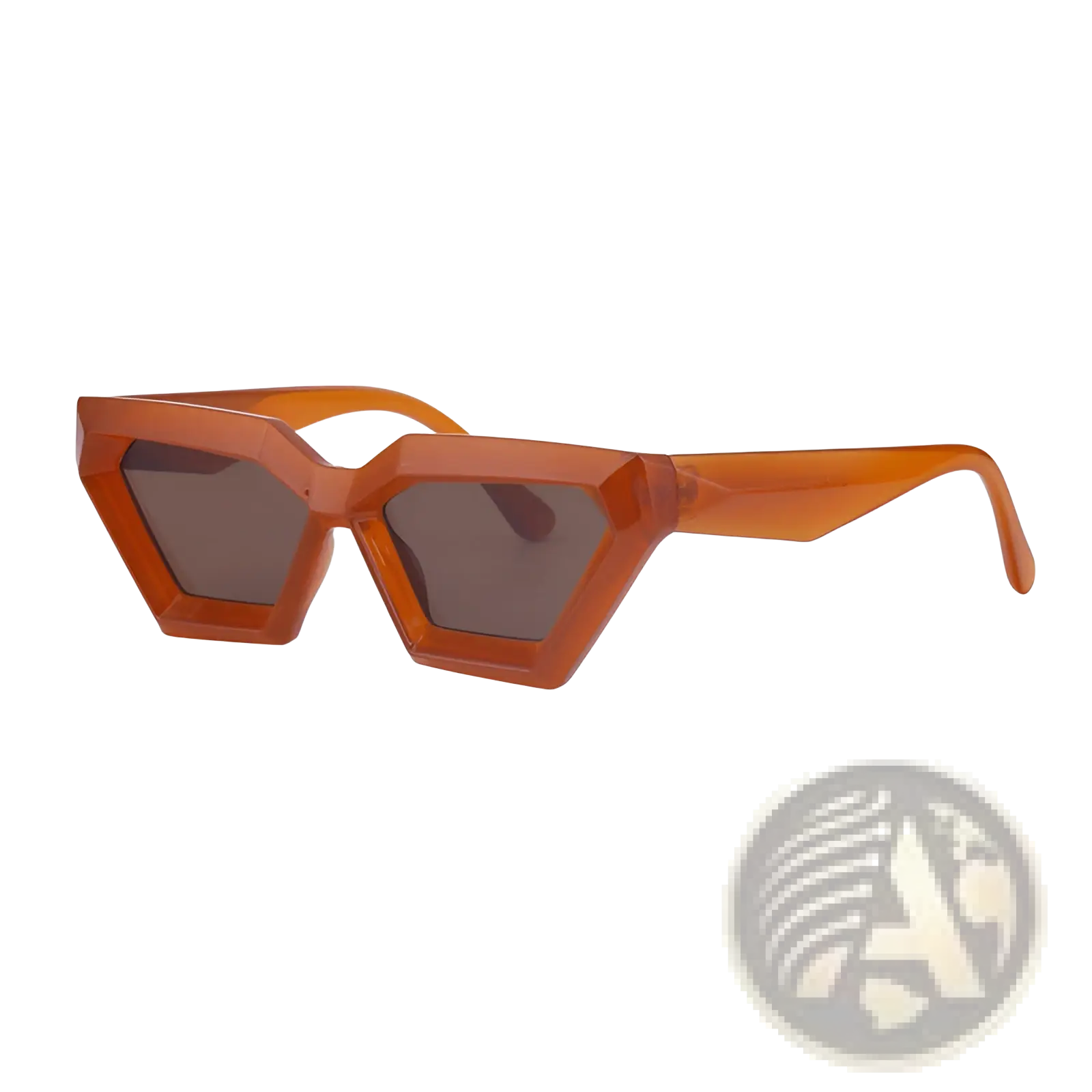 Modern irregular cat eye uv400 geometric orange translucent sunglasses with dark brown lenses for sun protection