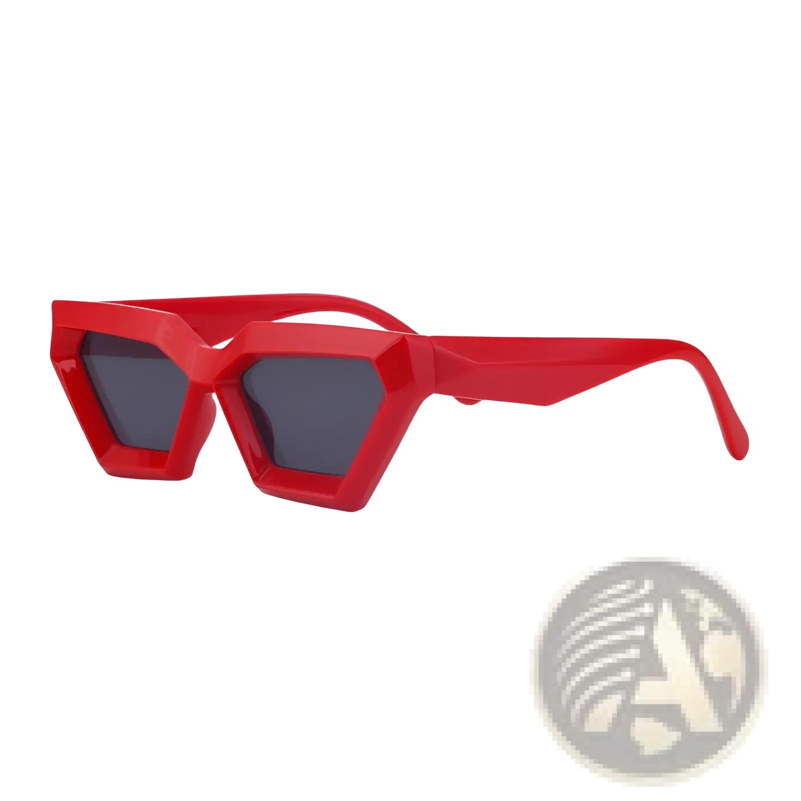 Modern irregular cat eye geometric sunglasses with vibrant red frame and dark gray uv400 lenses for sun protection
