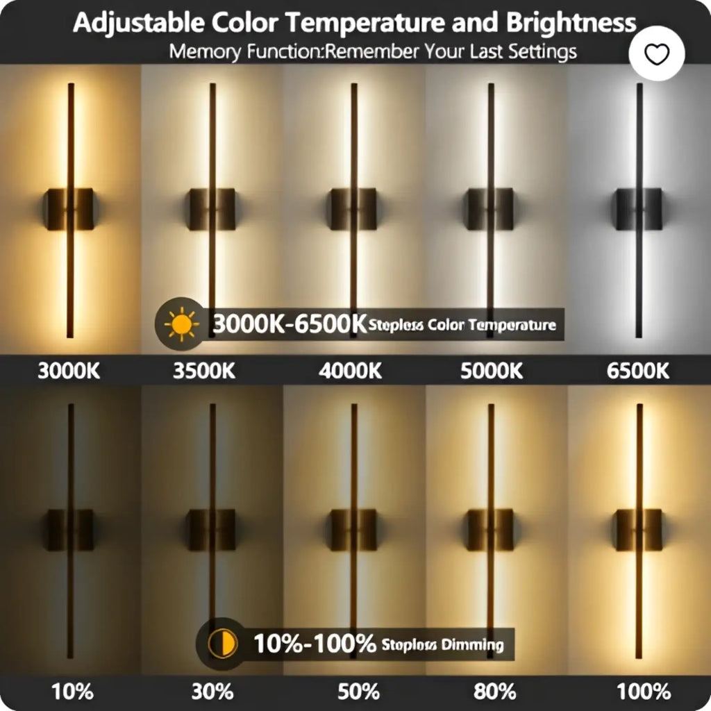 Modern led wall sconce 2-pack in black matte with adjustable color temperature and dimmable lighting features