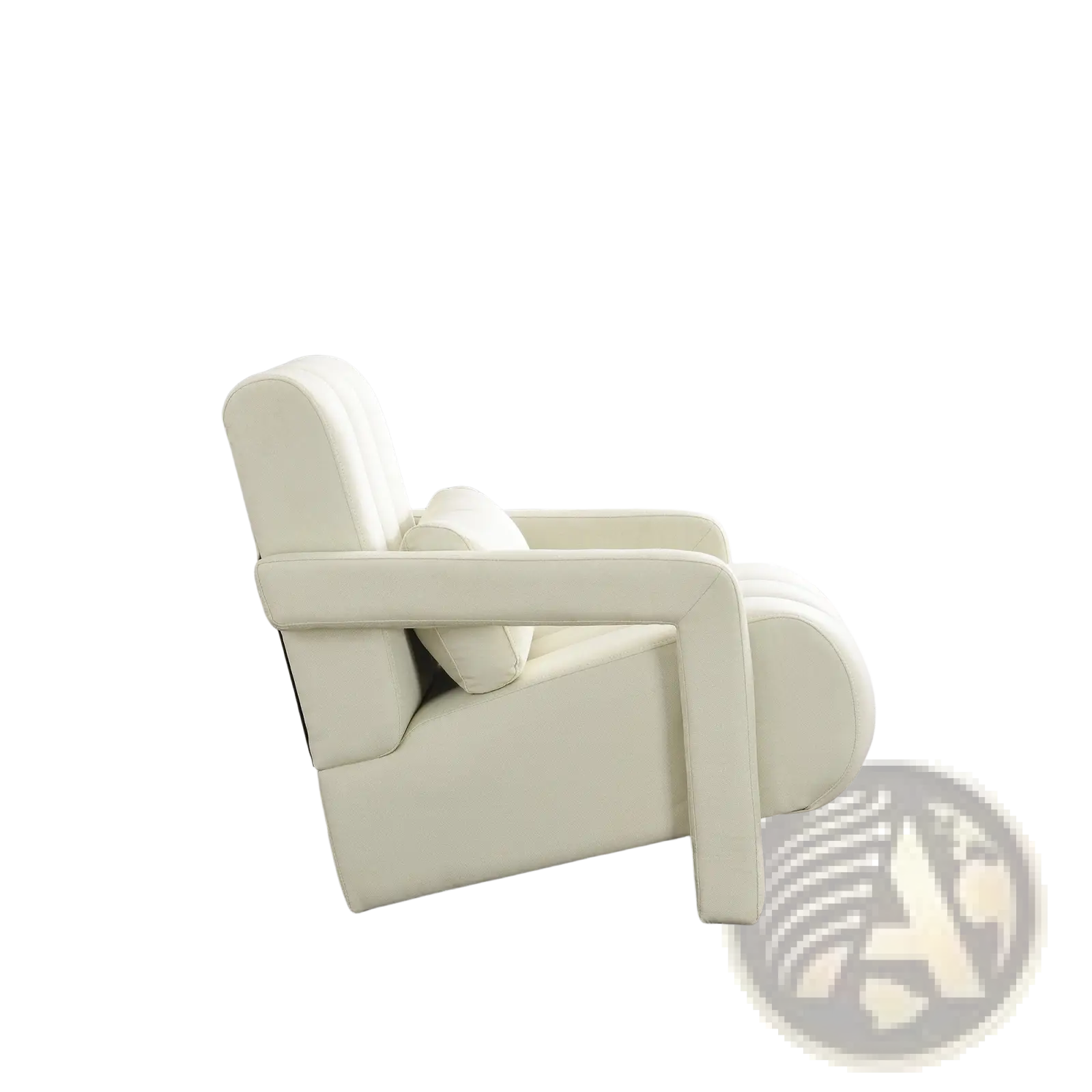 Cream-colored leather recliner with plush cushioned design and modern lines for beige living room accent seating