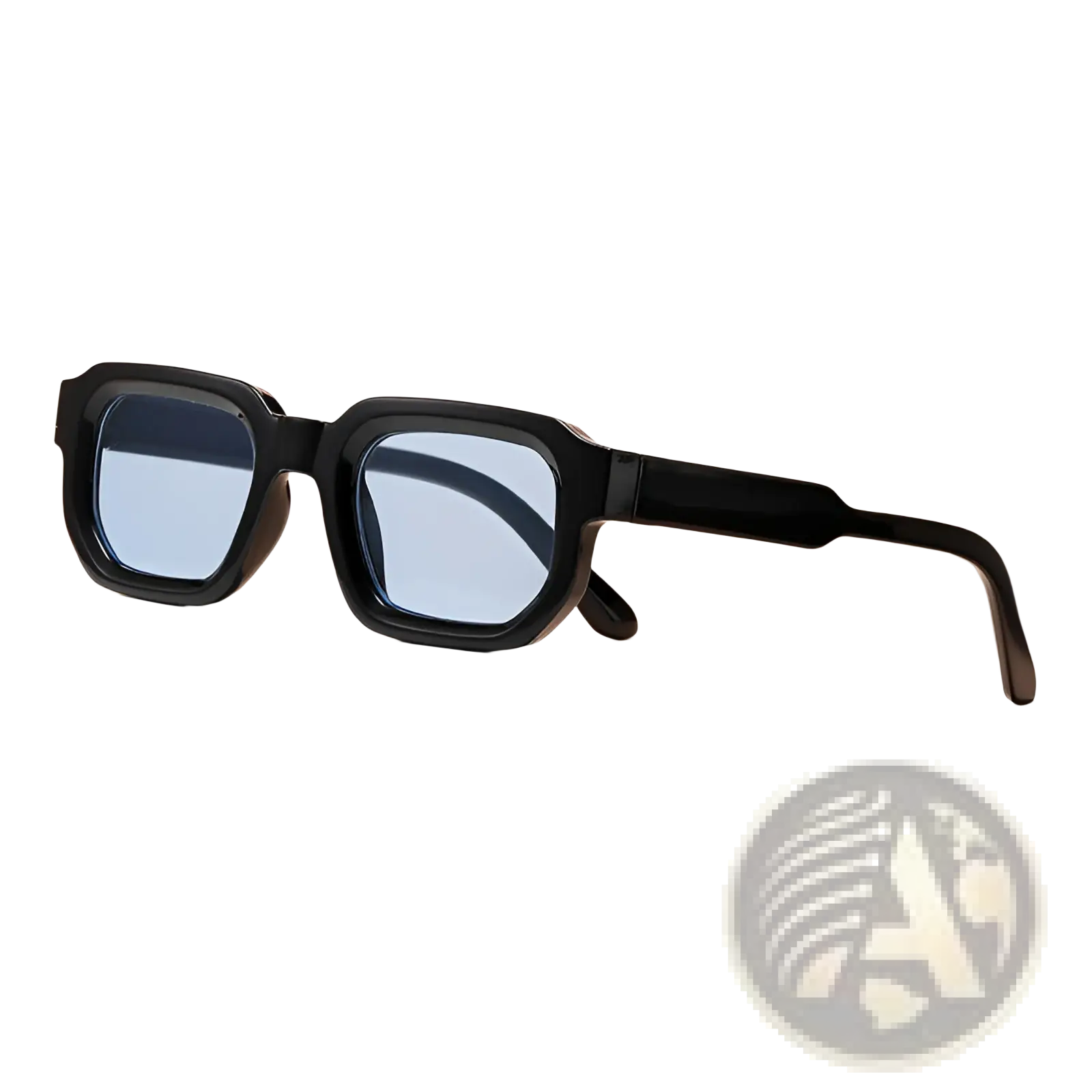 Black modern square frame retro sunglasses with light blue tinted lenses ideal for stylish sun protection