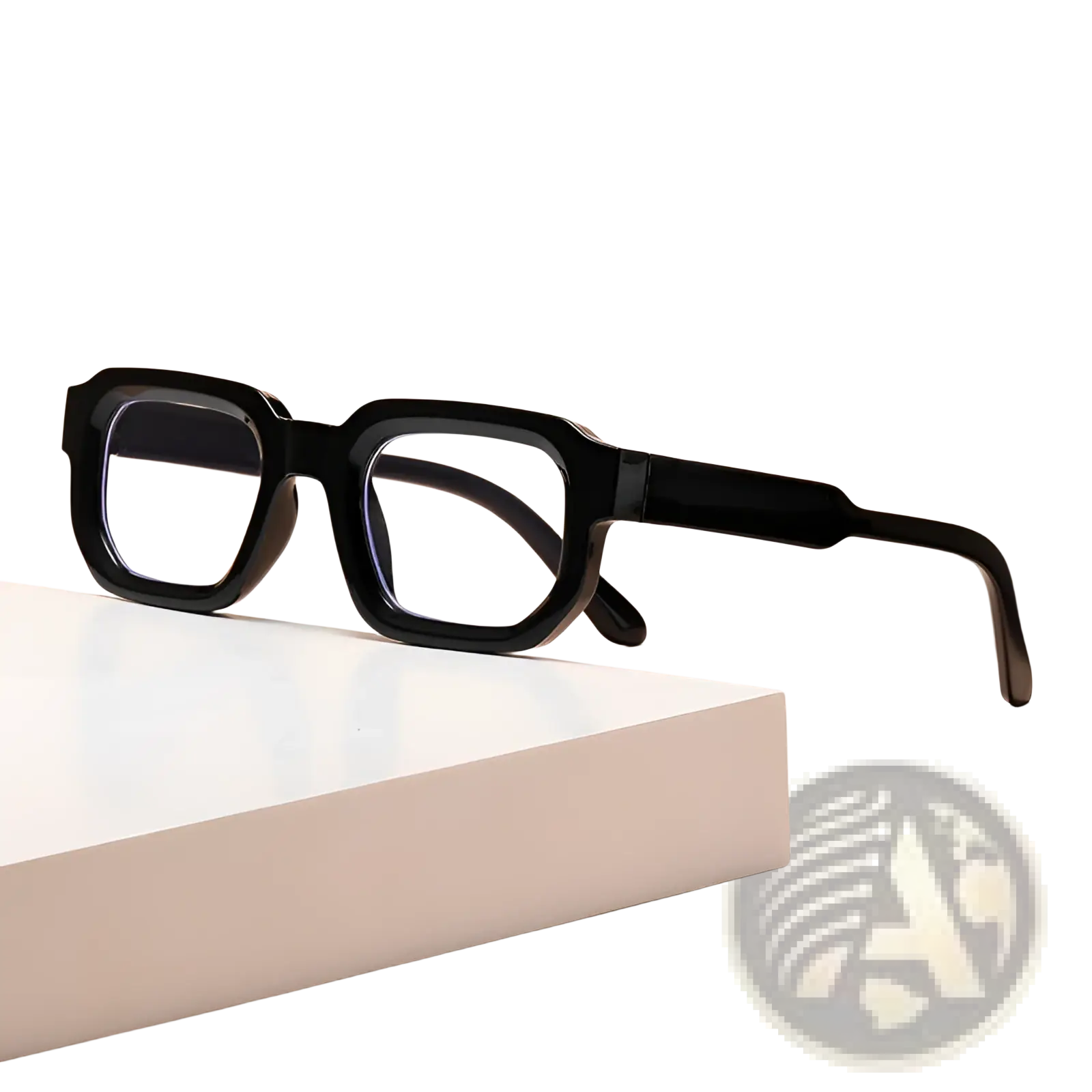 Modern square frame retro tinted sunglasses with black rectangular frames and clear lenses in a sleek design