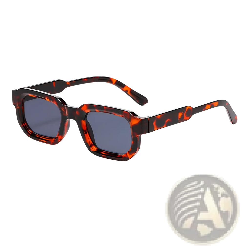 Modern square frame retro tinted sunglasses with tortoiseshell pattern and dark gray lenses for stylish sun protection
